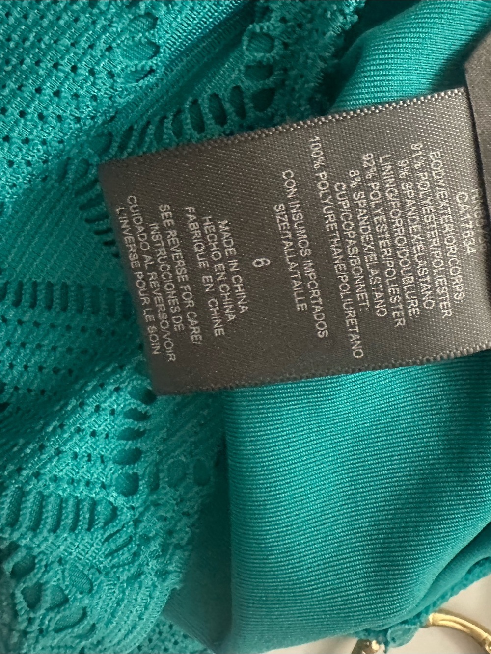 Vince cami Turquoise Halter One-Piece Swim Suit with Gold Ring Accents - Picture 9 of 9